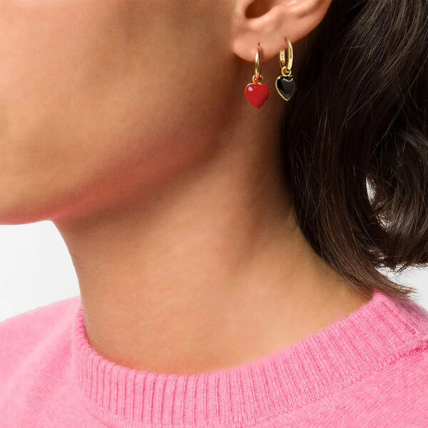 Enamel Heart Huggie Earrings