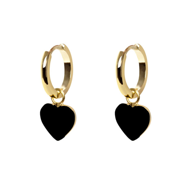 Enamel Heart Huggie Earrings - Image 4