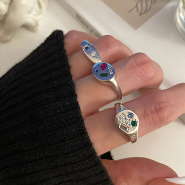 Silver Gemstone Signet Rings