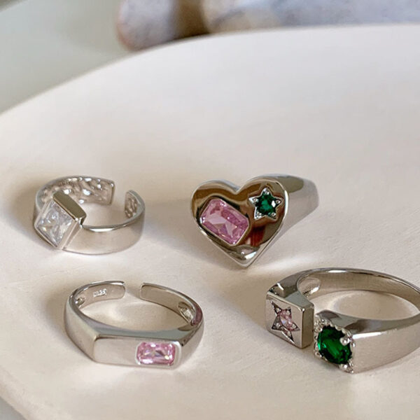 Silver Gemstone Signet Rings - Image 2