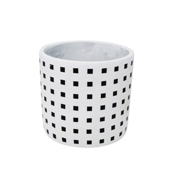 Black + White Grid Pot