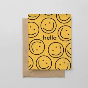 Hello Yellow Smiley Pattern Card