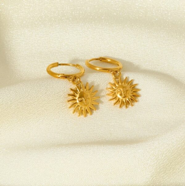 Radiant Sun Charm Hoops - Image 2
