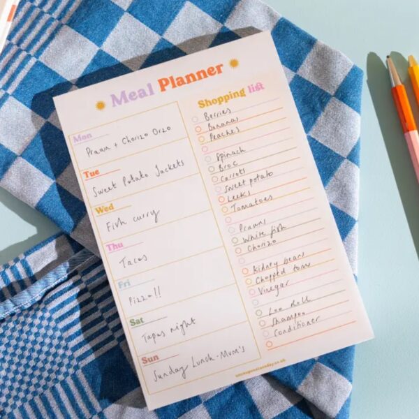Colourful Meal Planner + Shopping List Pad