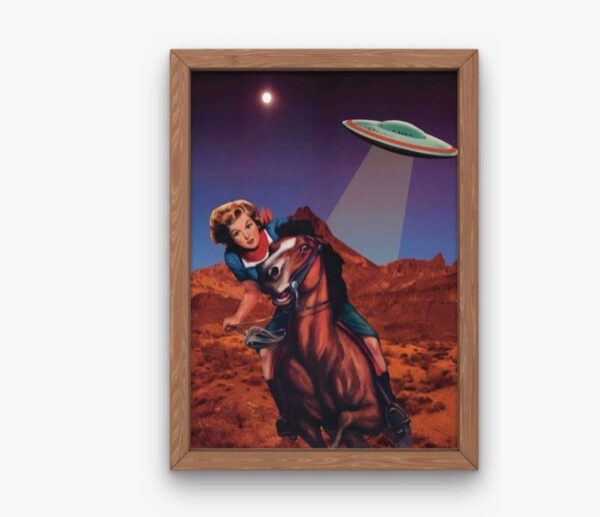 Vintage Collage Art Print - Space Cowgirl