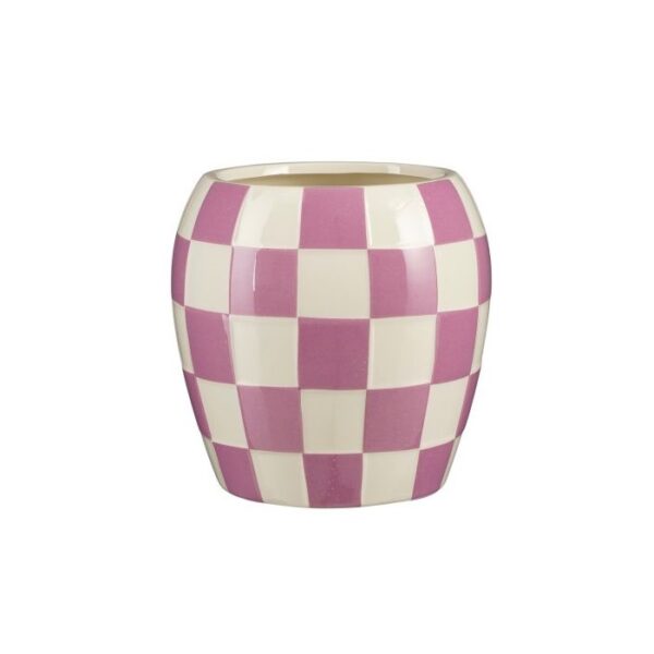 Checkered Round Pot - 6" Purple