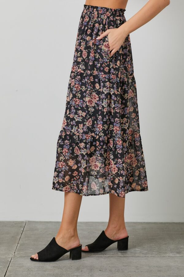 Floral Print Button Front Skirt - Image 3