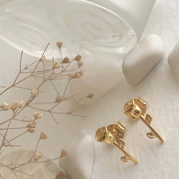 "Leroux" Rose Stud Earrings - Image 2